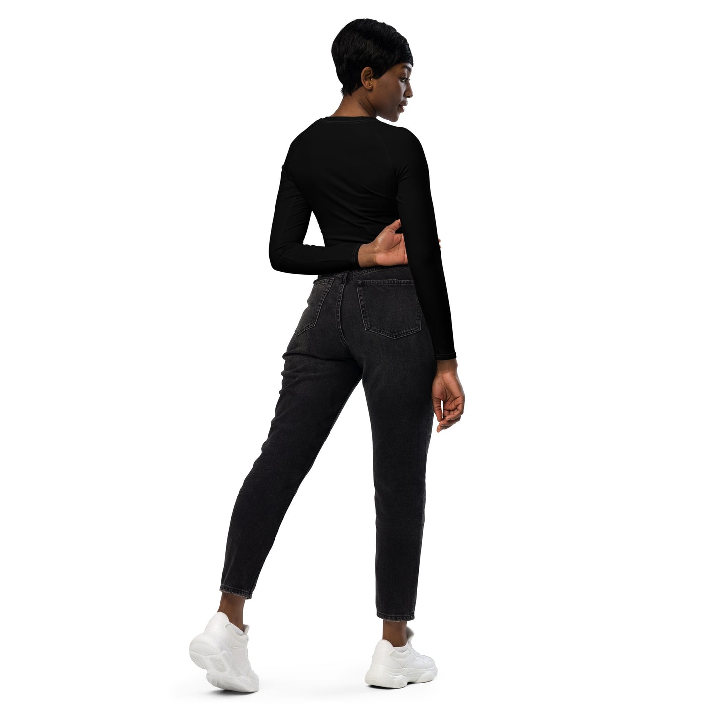 Recycled long-sleeve crop top - Black