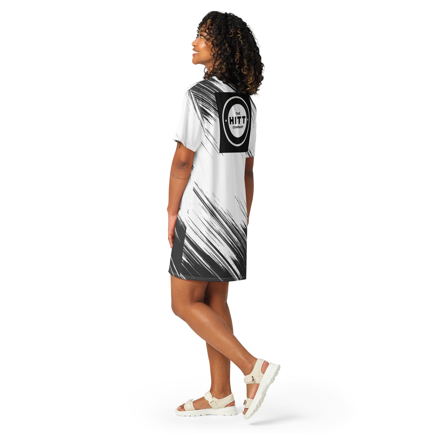 Oversize T-shirt dress - White and black pattern